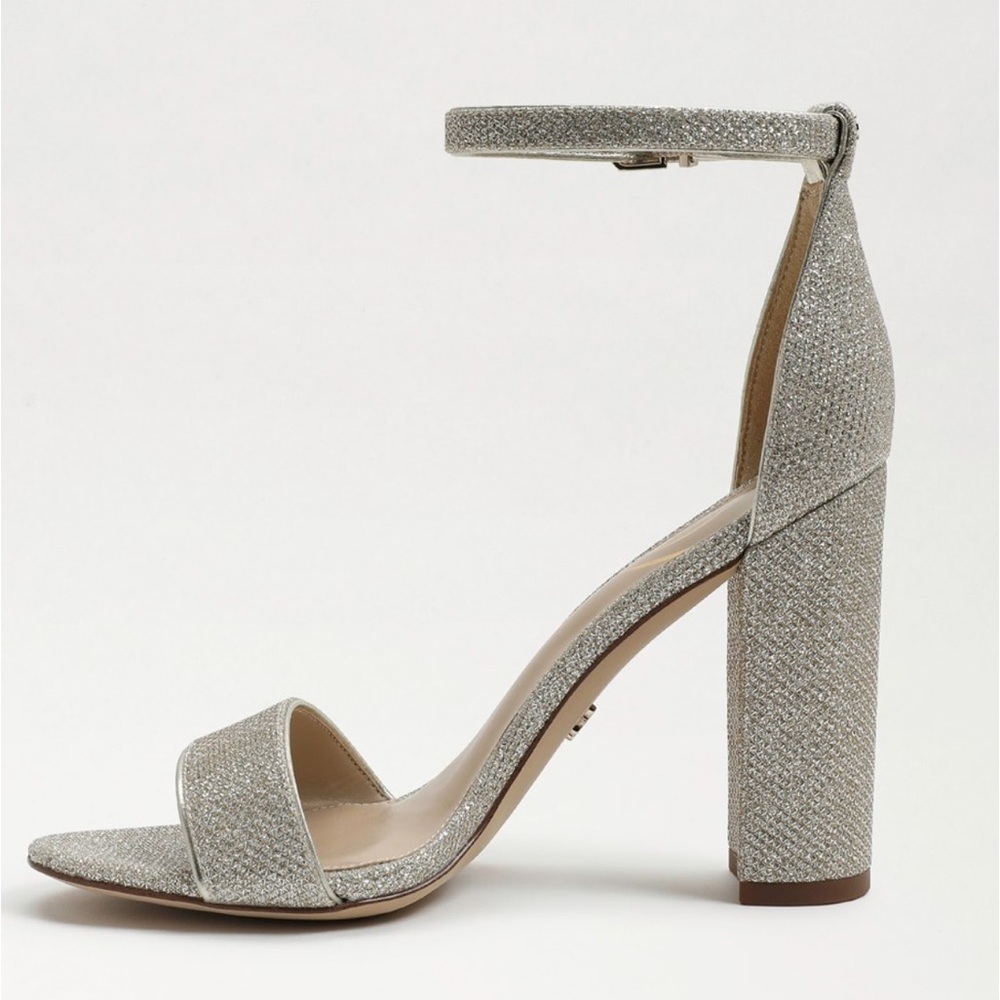 Brand New‎ Sam Edelman Yaro Block Heel Sandals in Light Gold Mesh Size 11B